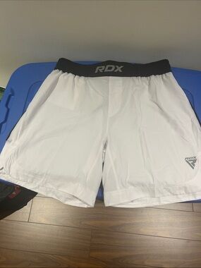 Men’s White Athletic Shorts with Black Elastic Waistband